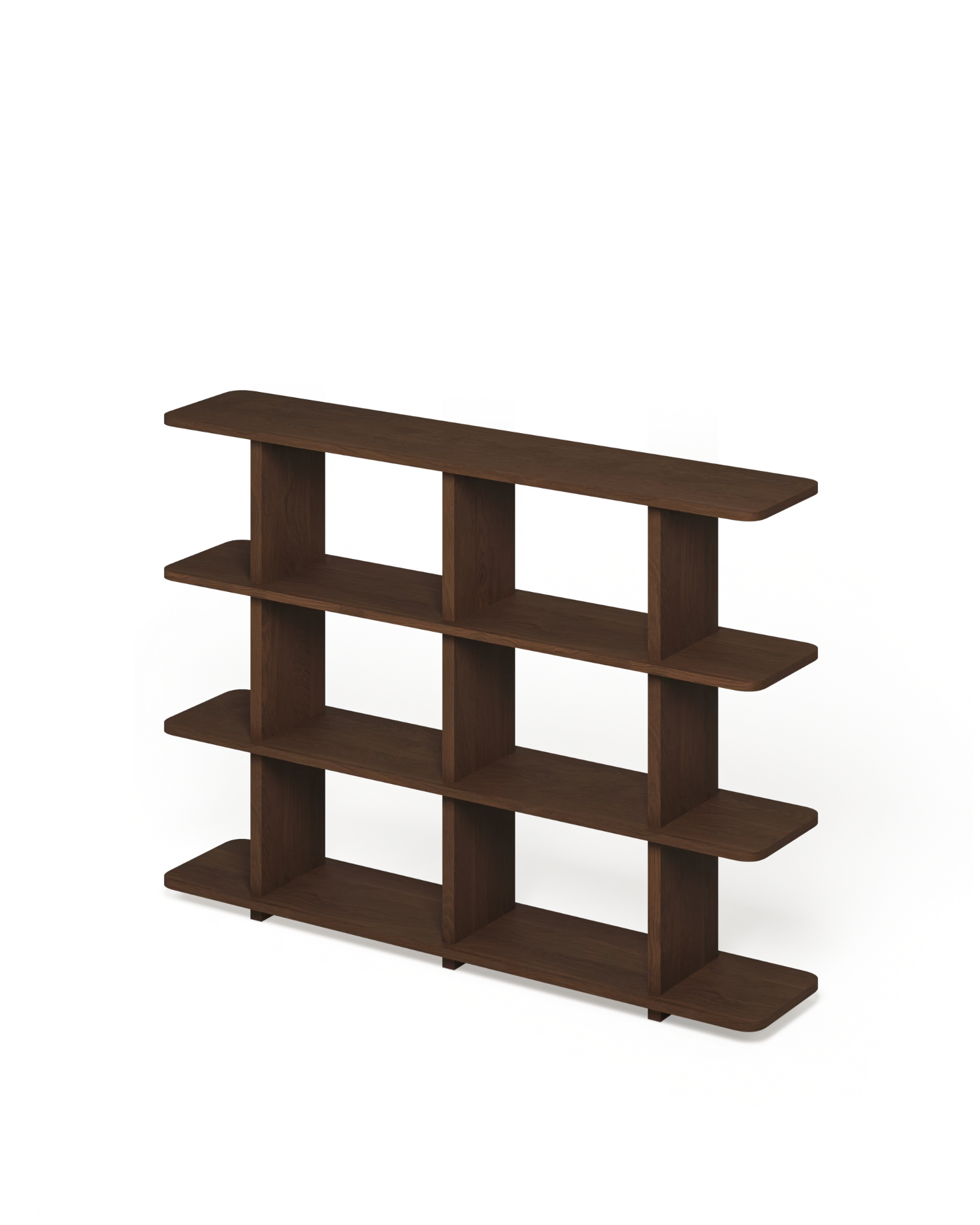 Estantería Otti de roble moka con 4 estantes 150 x 30 cm