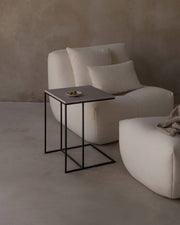 Mesa auxiliar Mini Petra de porcelánico Cemento 40 x 40 cm