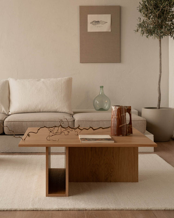 Mesa de centro Cova de roble natural 85 x 85 cm
