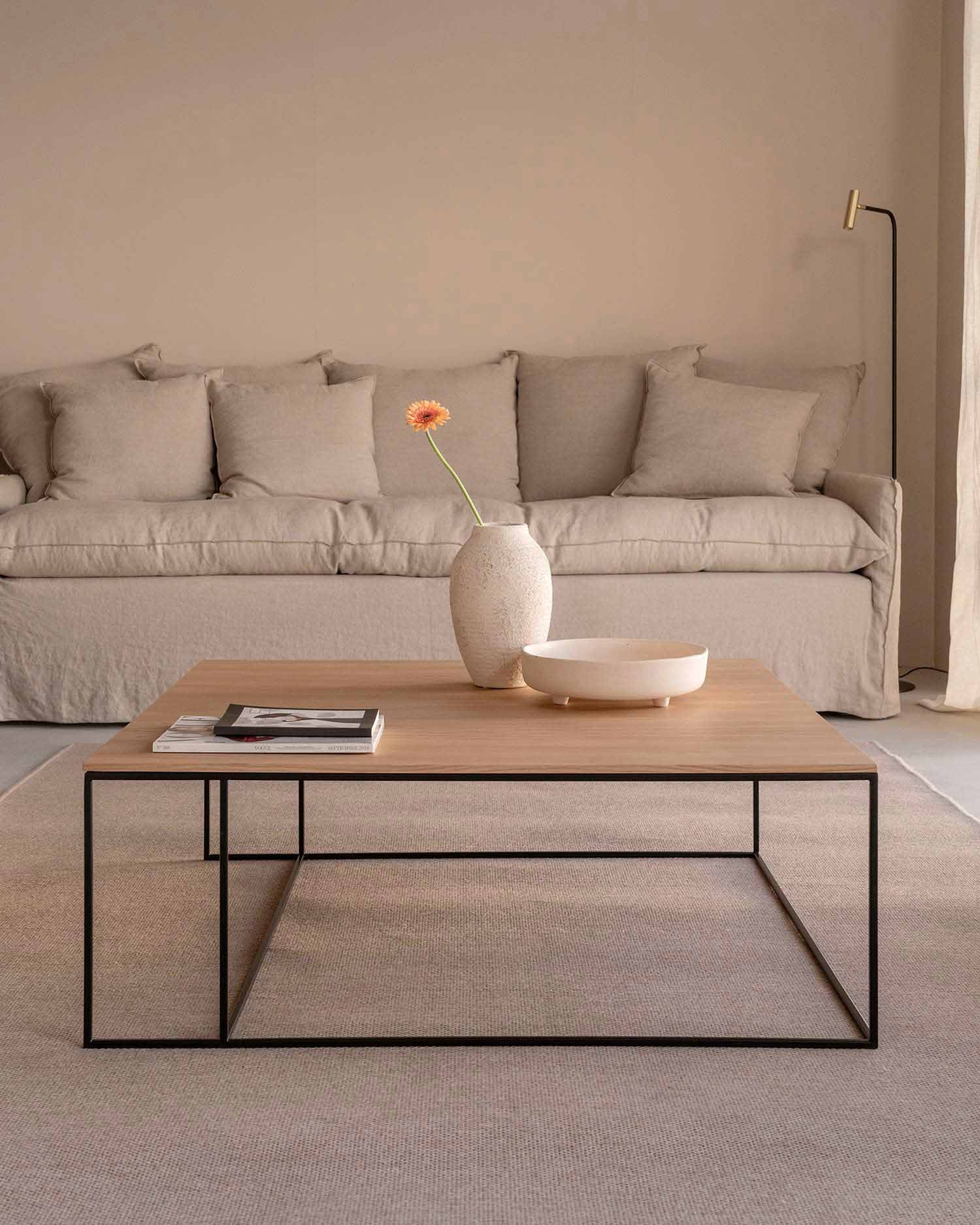 Mesa de centro Petra XL roble 100 x 100 cm