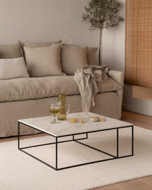 Mesa de centro Petra de porcelánico Calacatta Oro 80 x 80 cm
