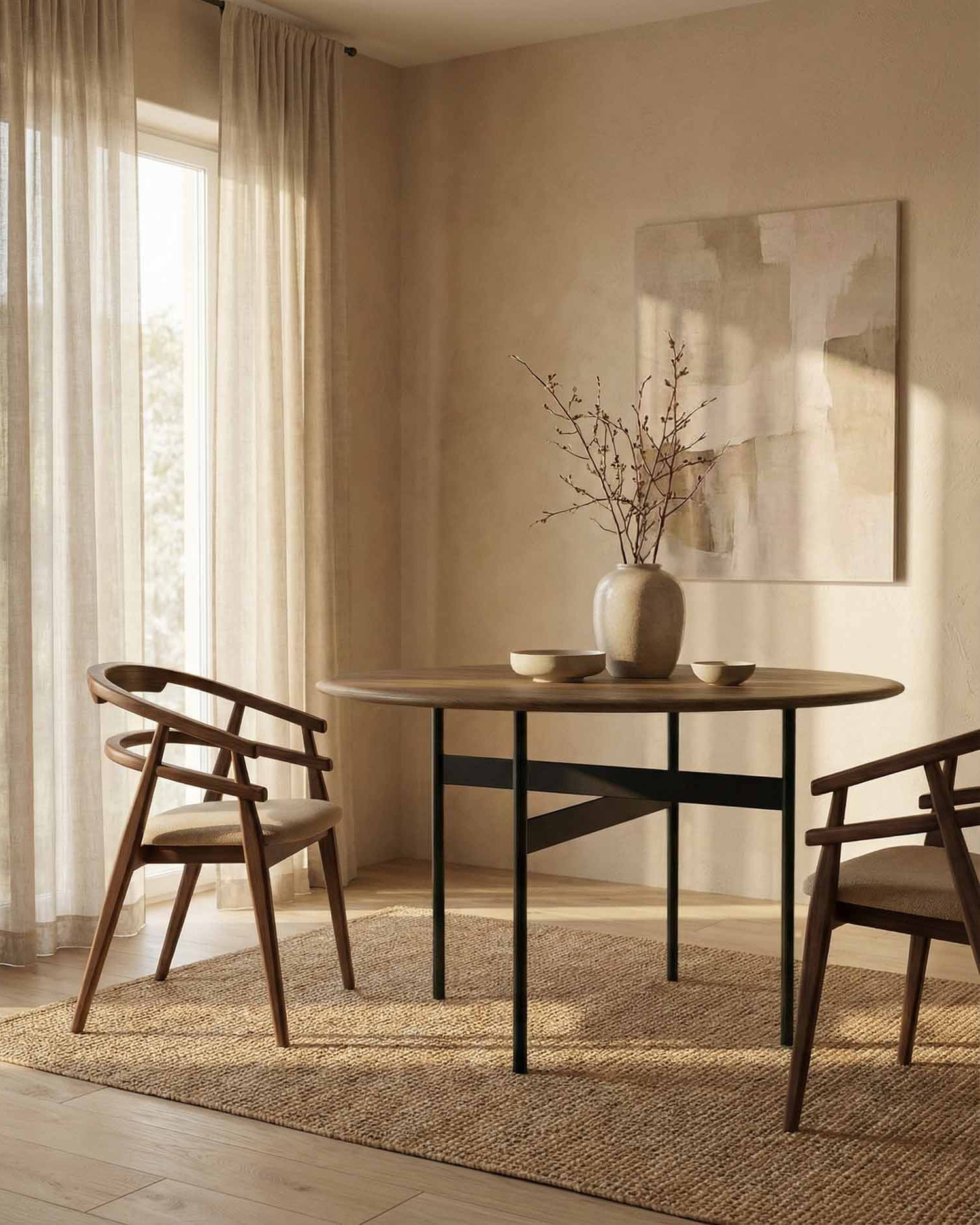 Mesa de comedor Tala con madera maciza de roble moka ø 120 x 74 cm