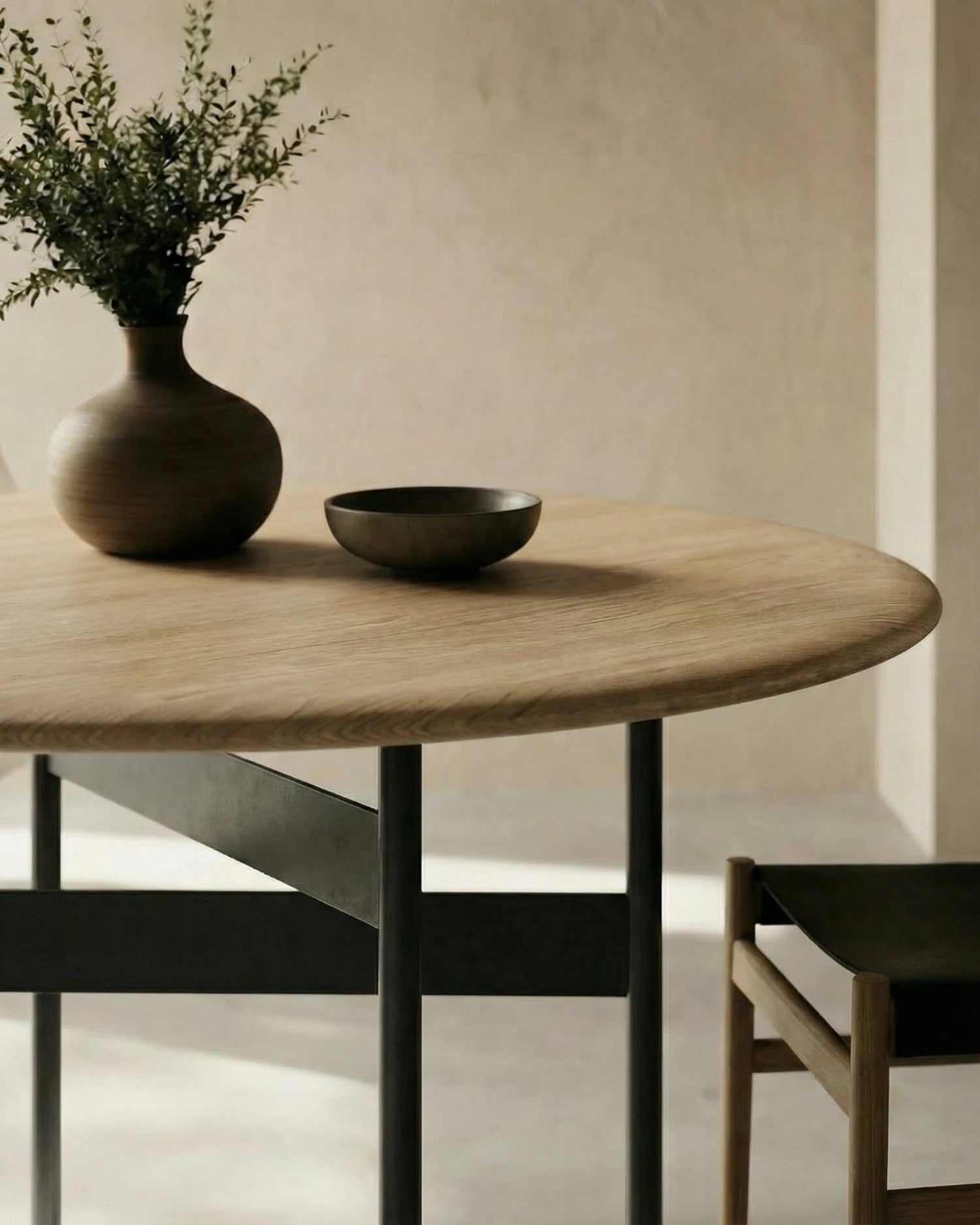 Mesa de comedor Tala de madera maciza de roble natural ø 120 x 74 cm