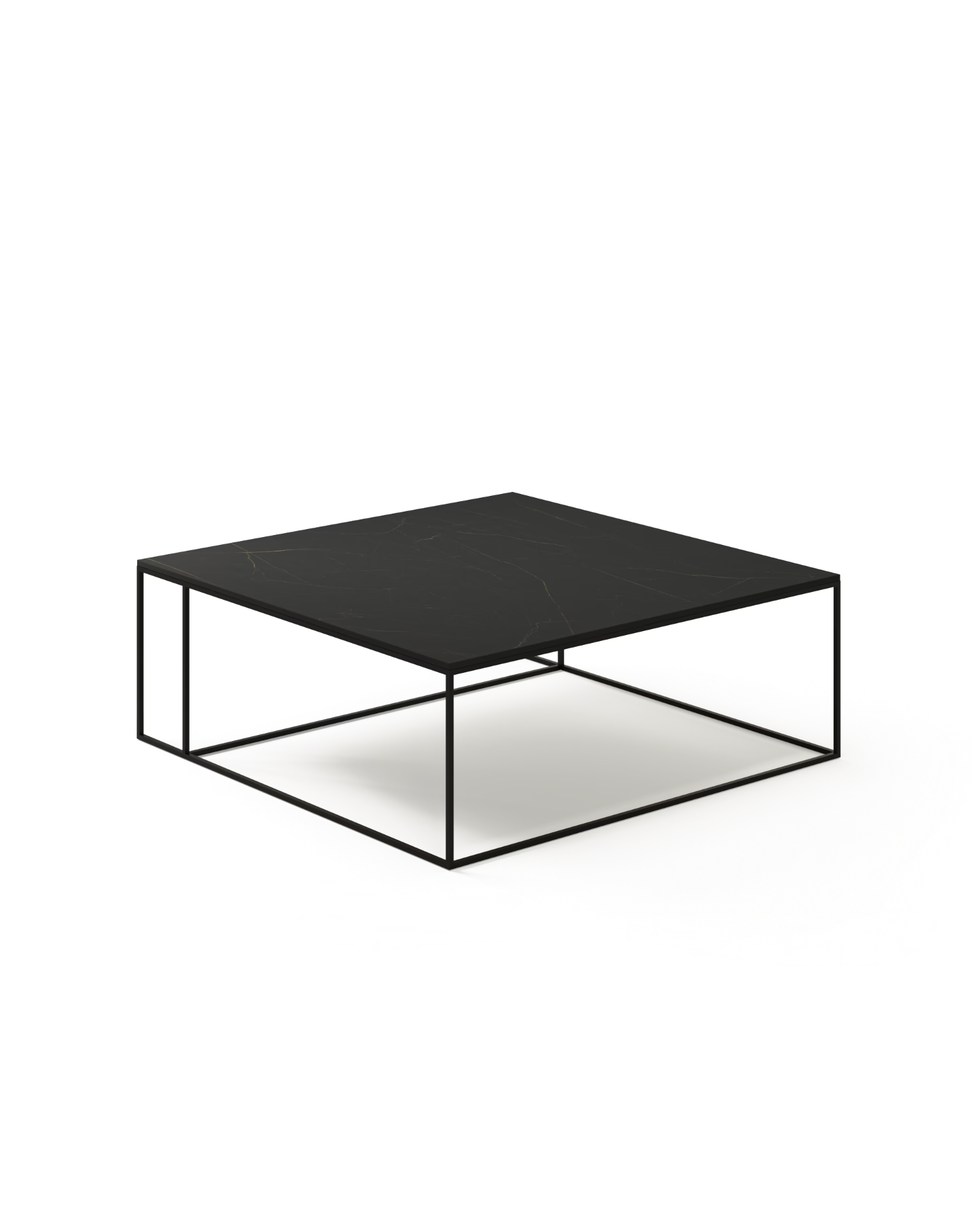 Mesa de centro Petra XL porcelánico Negro Marquina 100 x 100 cm