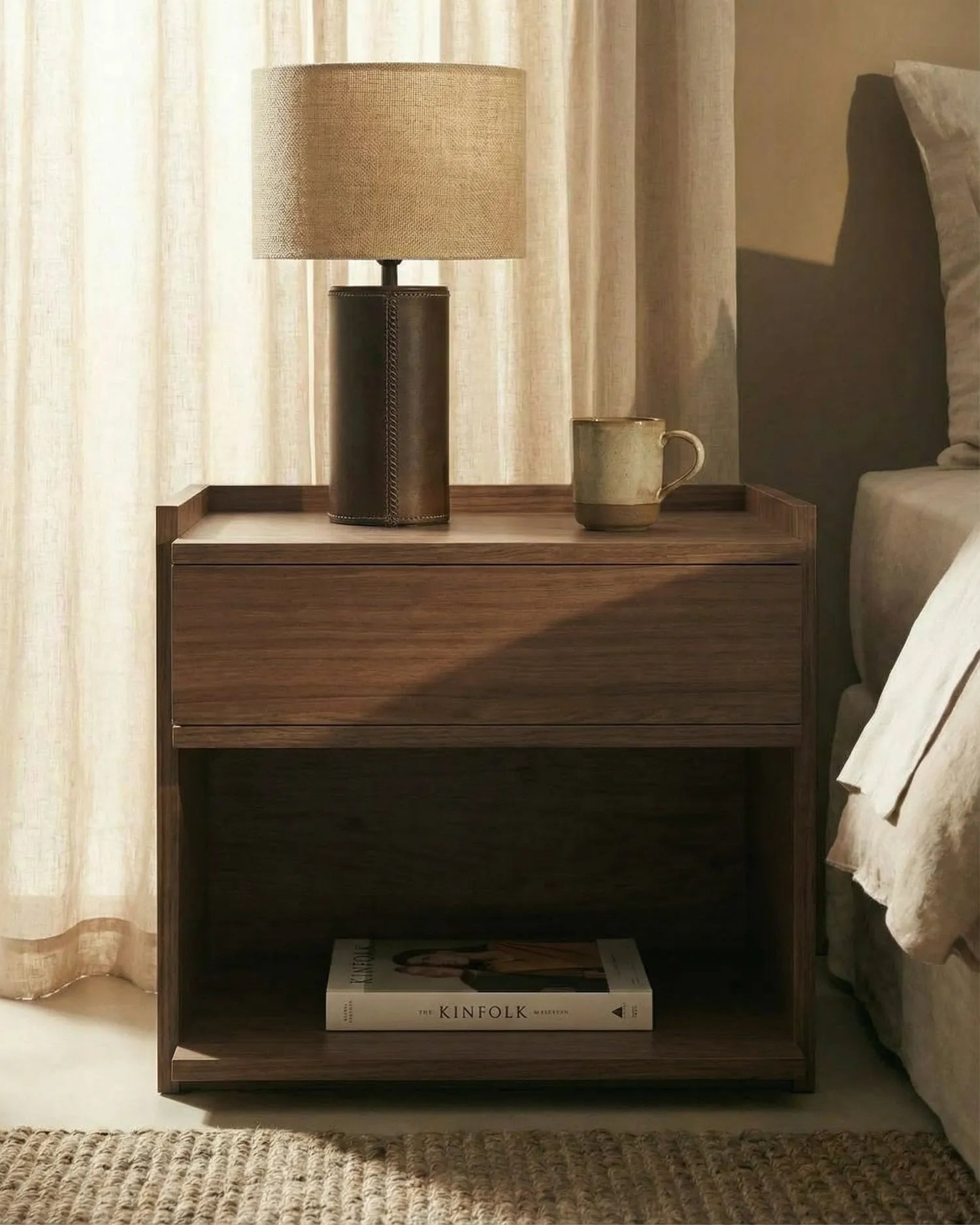 Mesita de noche Caló roble moka 50 x 45 cm con 1 cajón