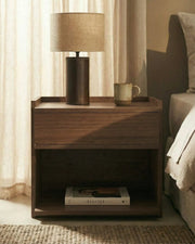 Mesita de noche Caló roble moka 50 x 45 cm con 1 cajón