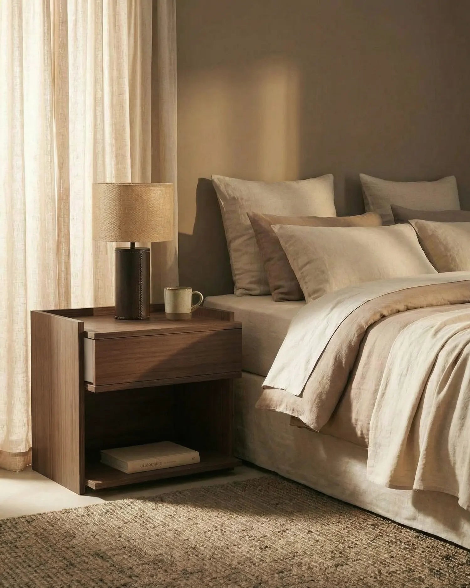 Mesita de noche Caló roble moka 50 x 45 cm con 1 cajón