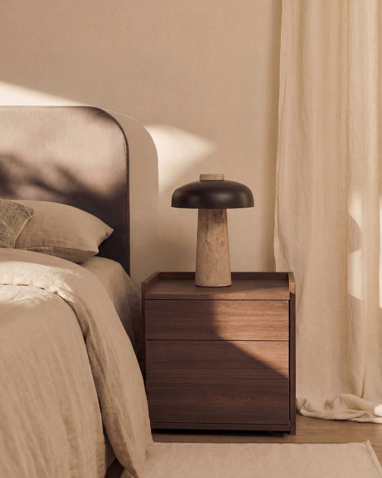 Mesita de noche Caló roble moka 50 x 45 cm con 2 cajones