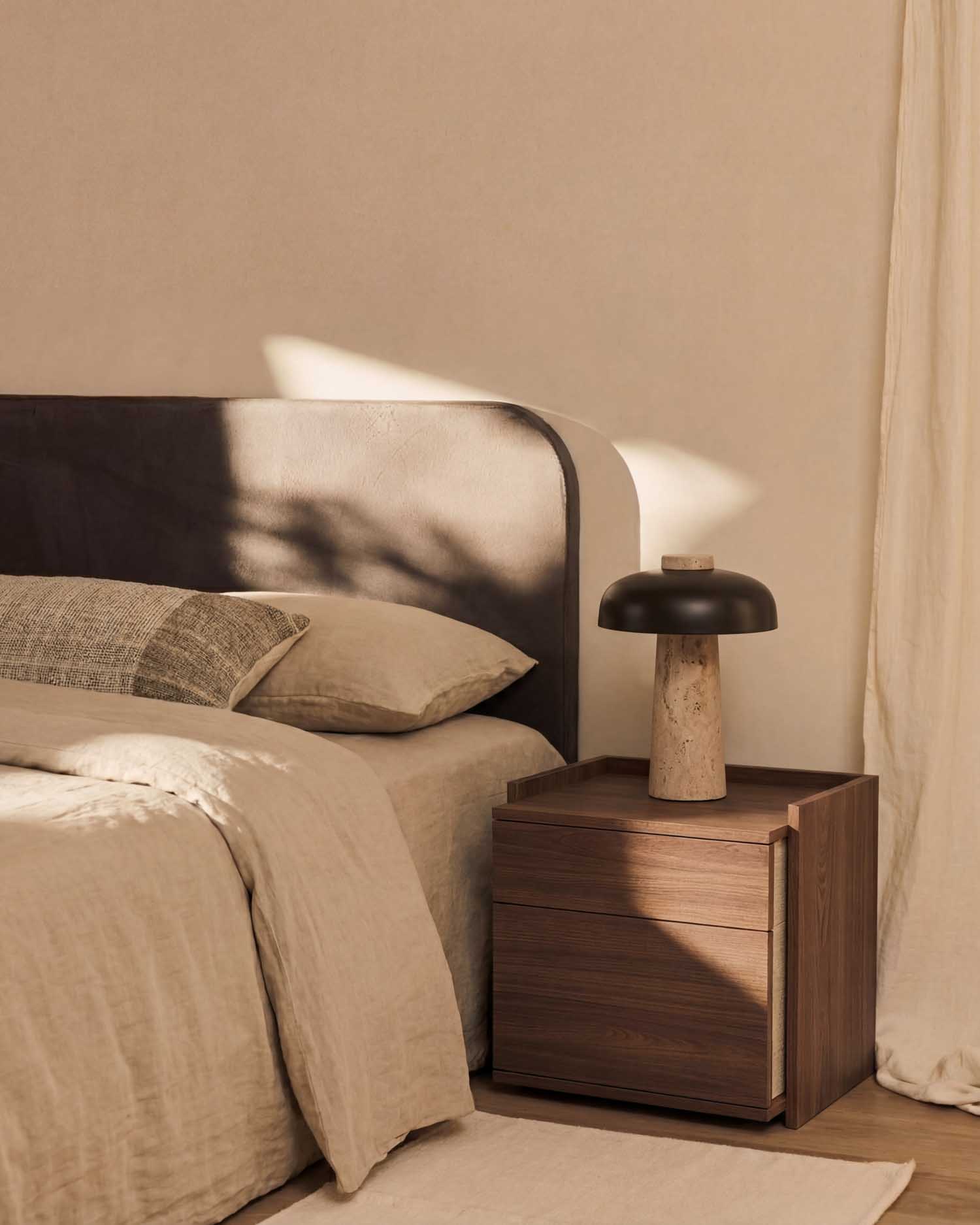 Mesita de noche Caló roble moka 50 x 45 cm con 2 cajones