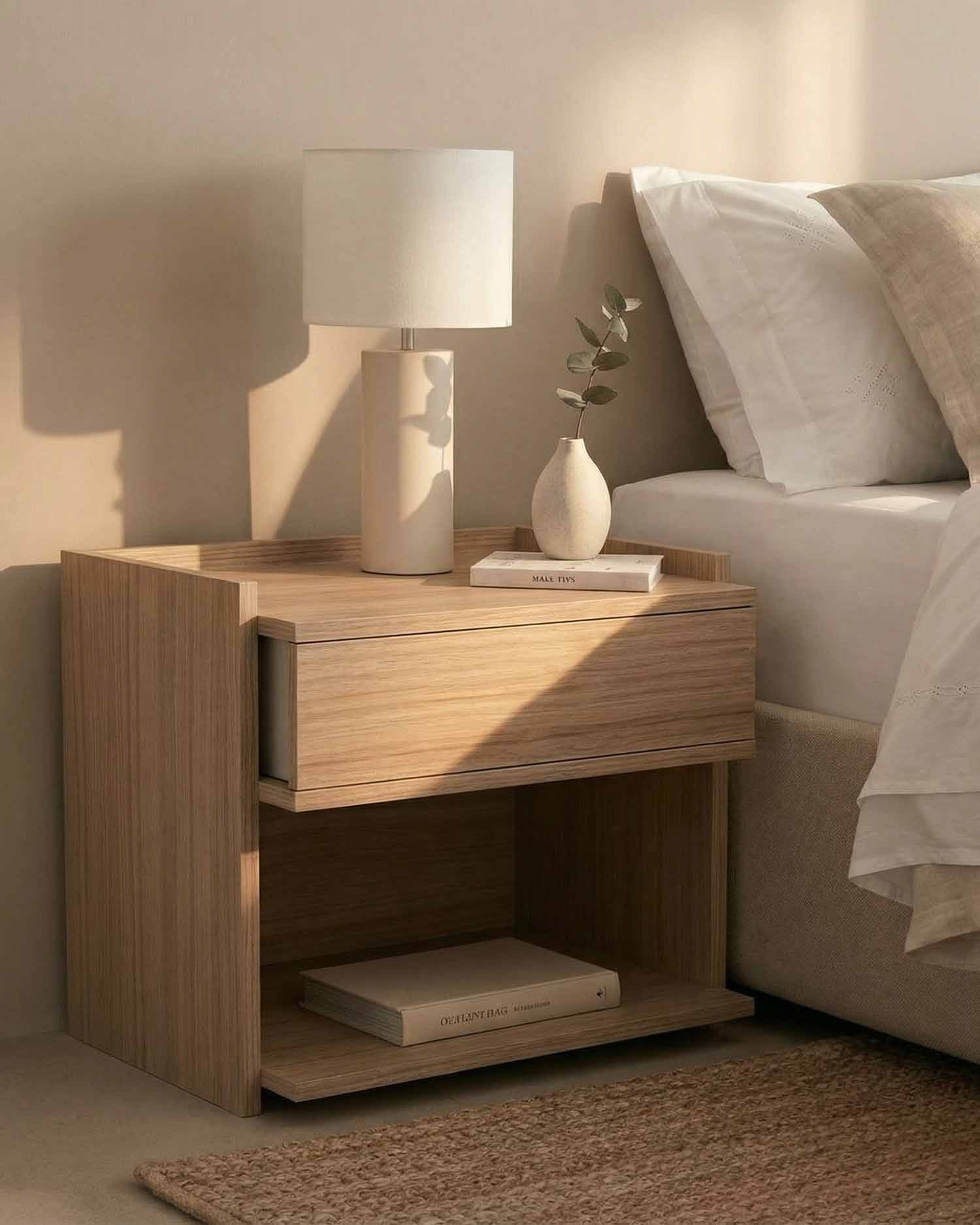 Mesita de noche Caló roble nude 50 x 45 cm con 1 cajón