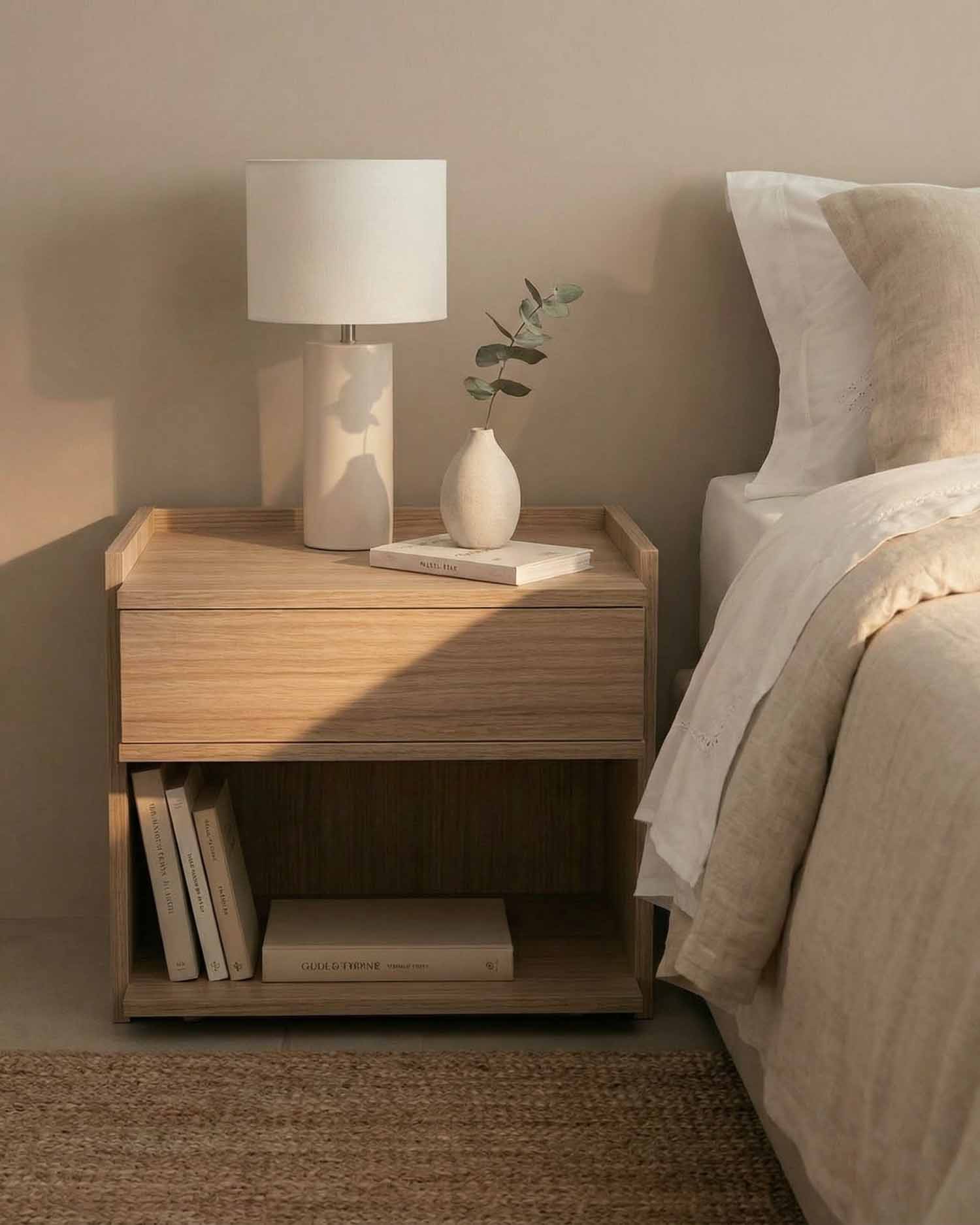 Mesita de noche Caló roble nude 50 x 45 cm con 1 cajón