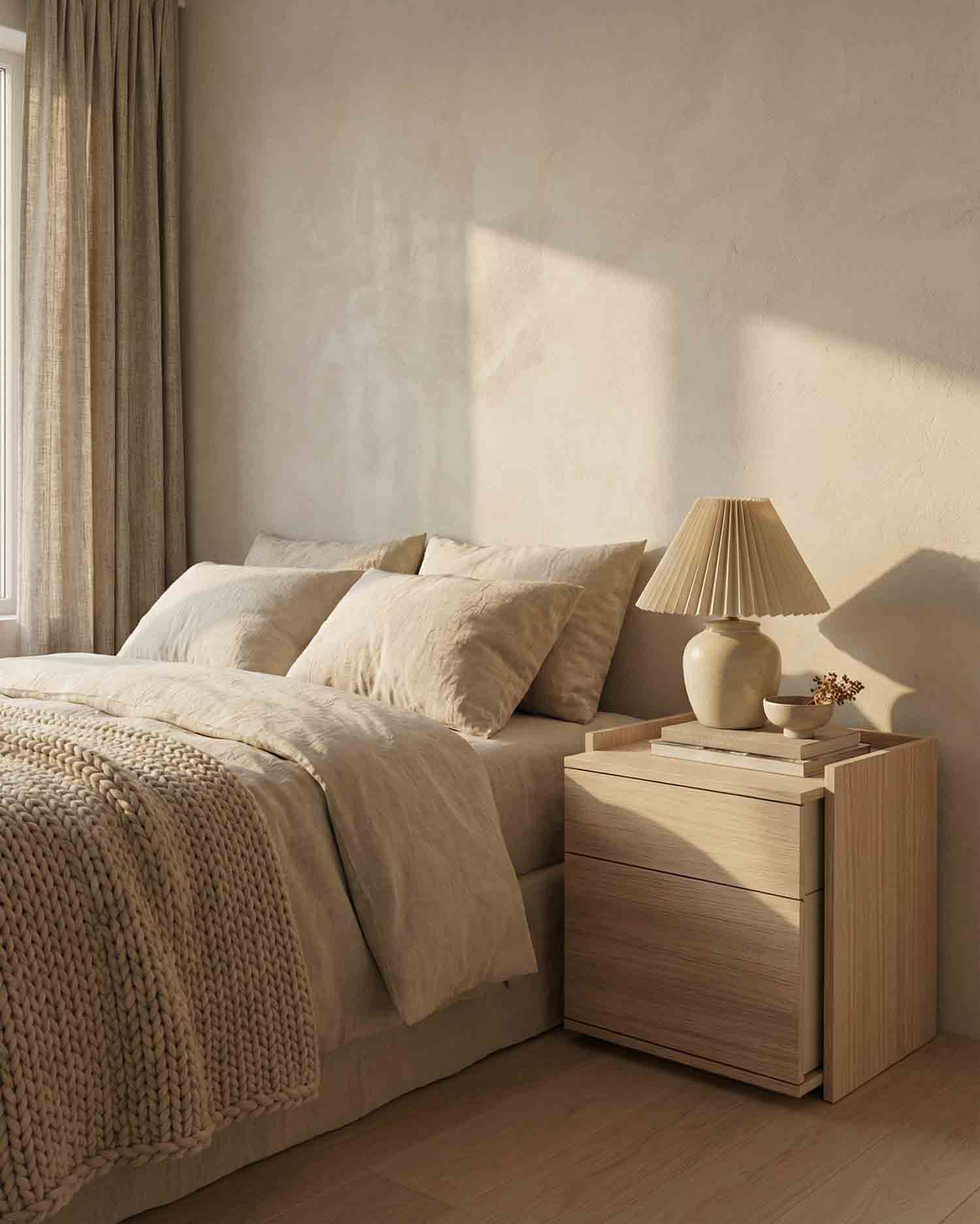 Mesita de noche Caló roble nude 50 x 45 cm con 2 cajones