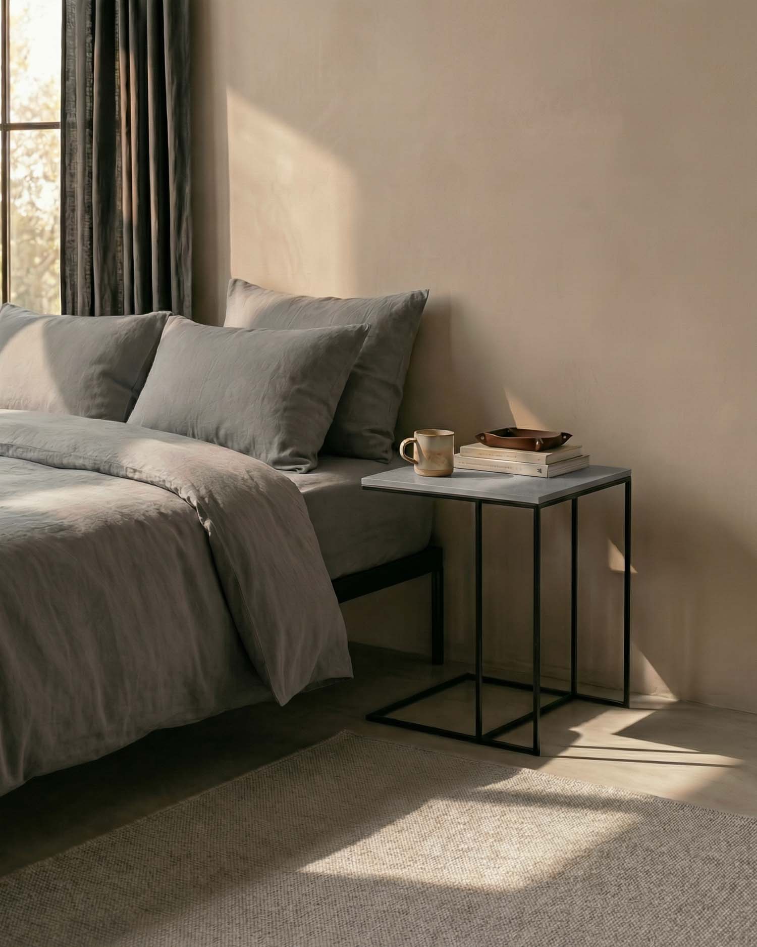 Pack de 2 mesitas de noche Mini Petra porcelánico Cemento 40 x 40 cm