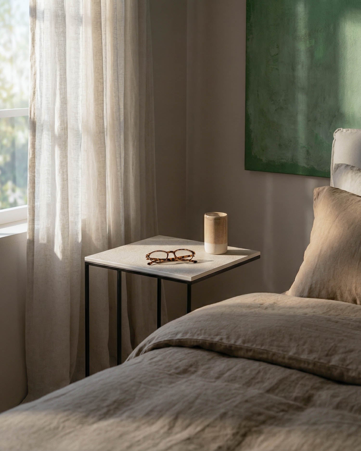 Pack de 2 mesitas de noche Mini Petra porcelánico Duna 40 x 40 cm