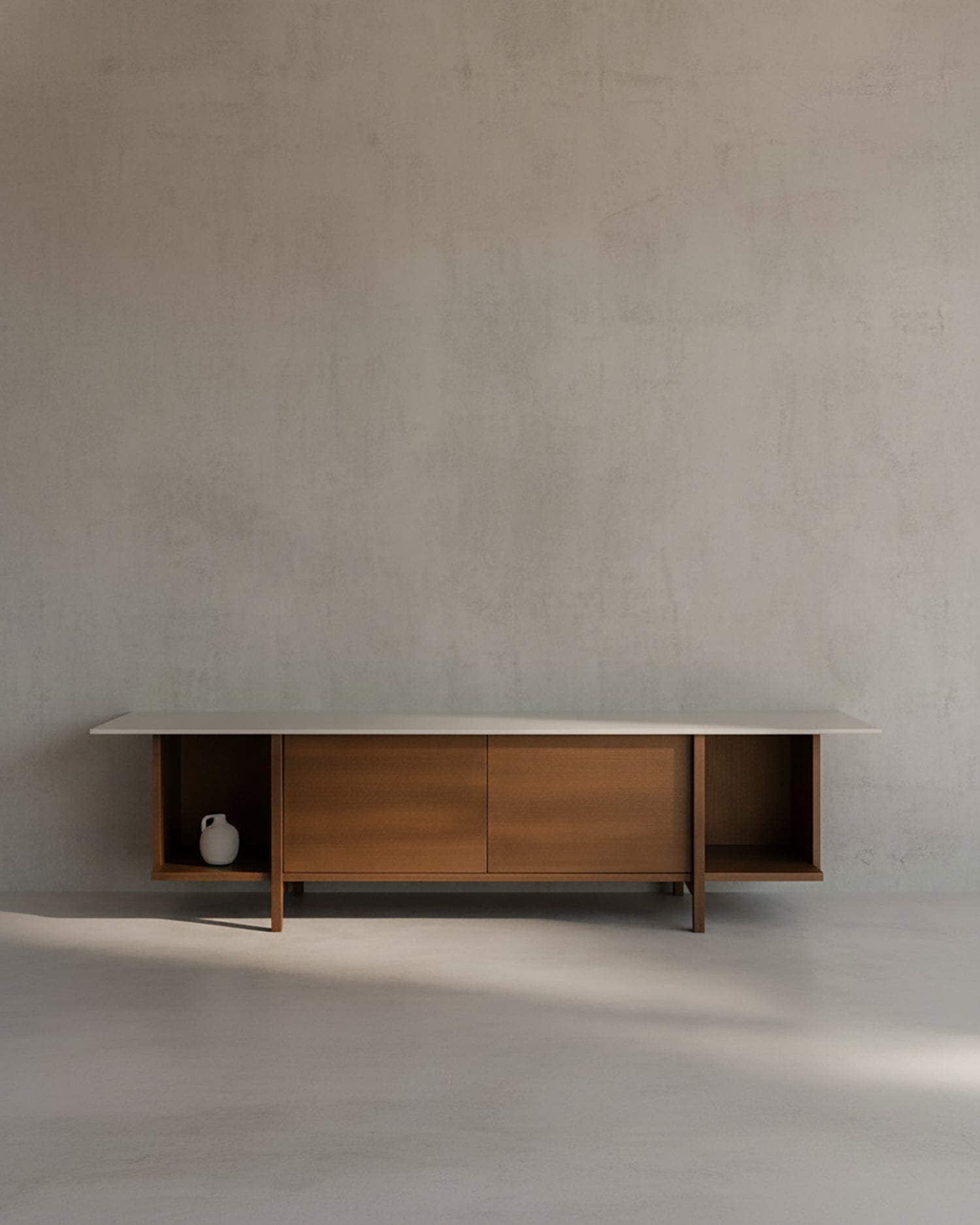 Mueble de TV Kai porcelánico Duna moka 190 x 40 cm