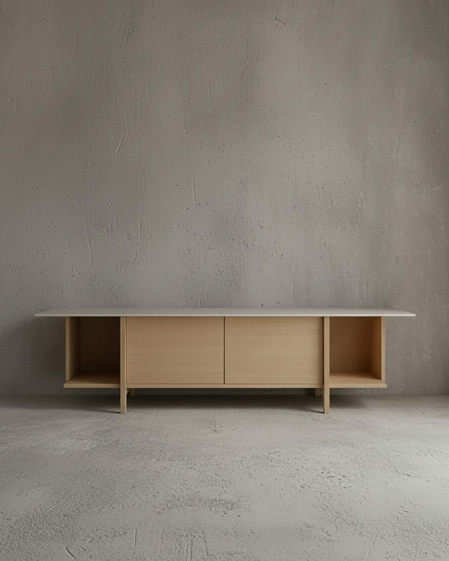 Mueble de TV Kai porcelánico Duna nude 190 x 40 cm