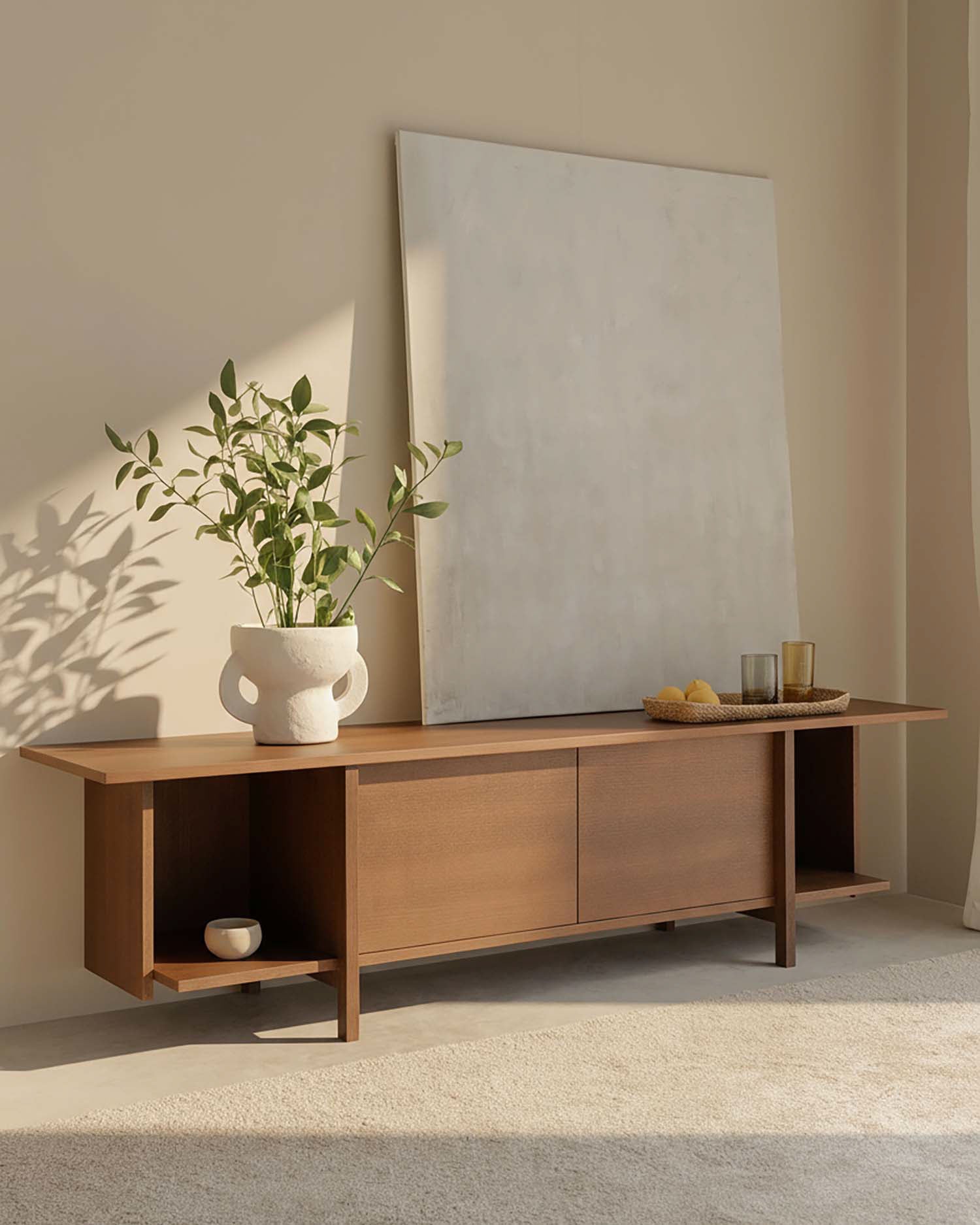 Mueble de TV Kai roble moka 190 x 40 cm