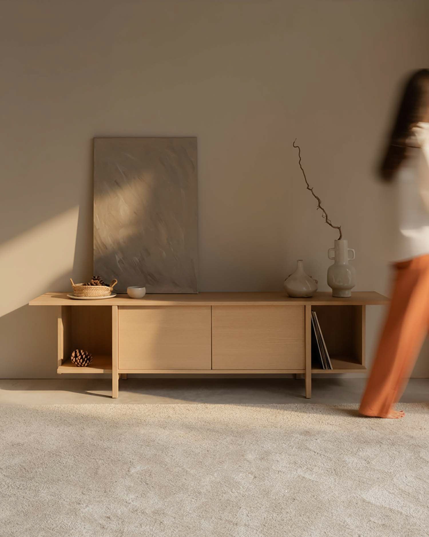 Mueble de TV Kai roble nude 190 x 40 cm