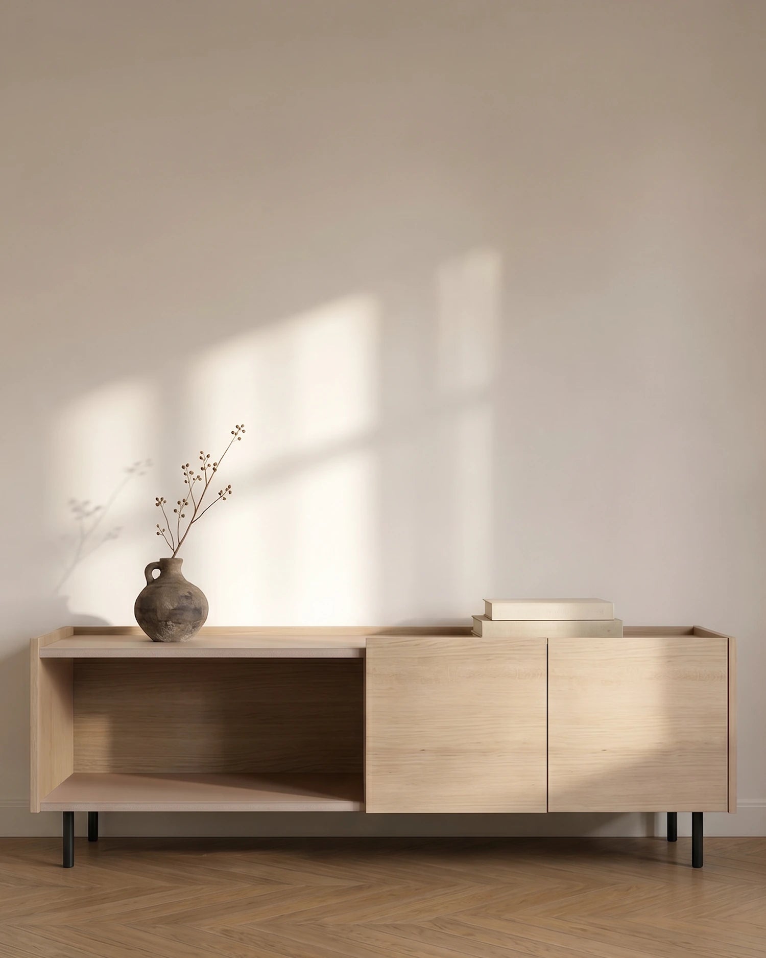 Mueble de TV Nido de roble nude 160 x 40 cm