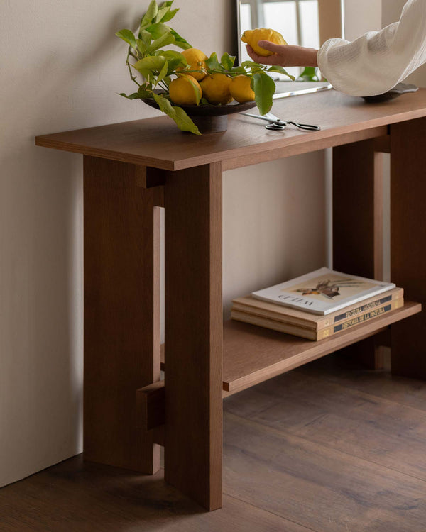 Recibidor Kyo de roble moka 120 x 40 cm