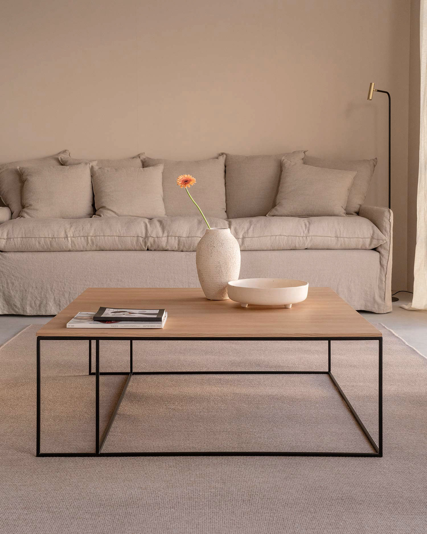 Mesa de centro Petra XL roble natural 100 x 100 cm