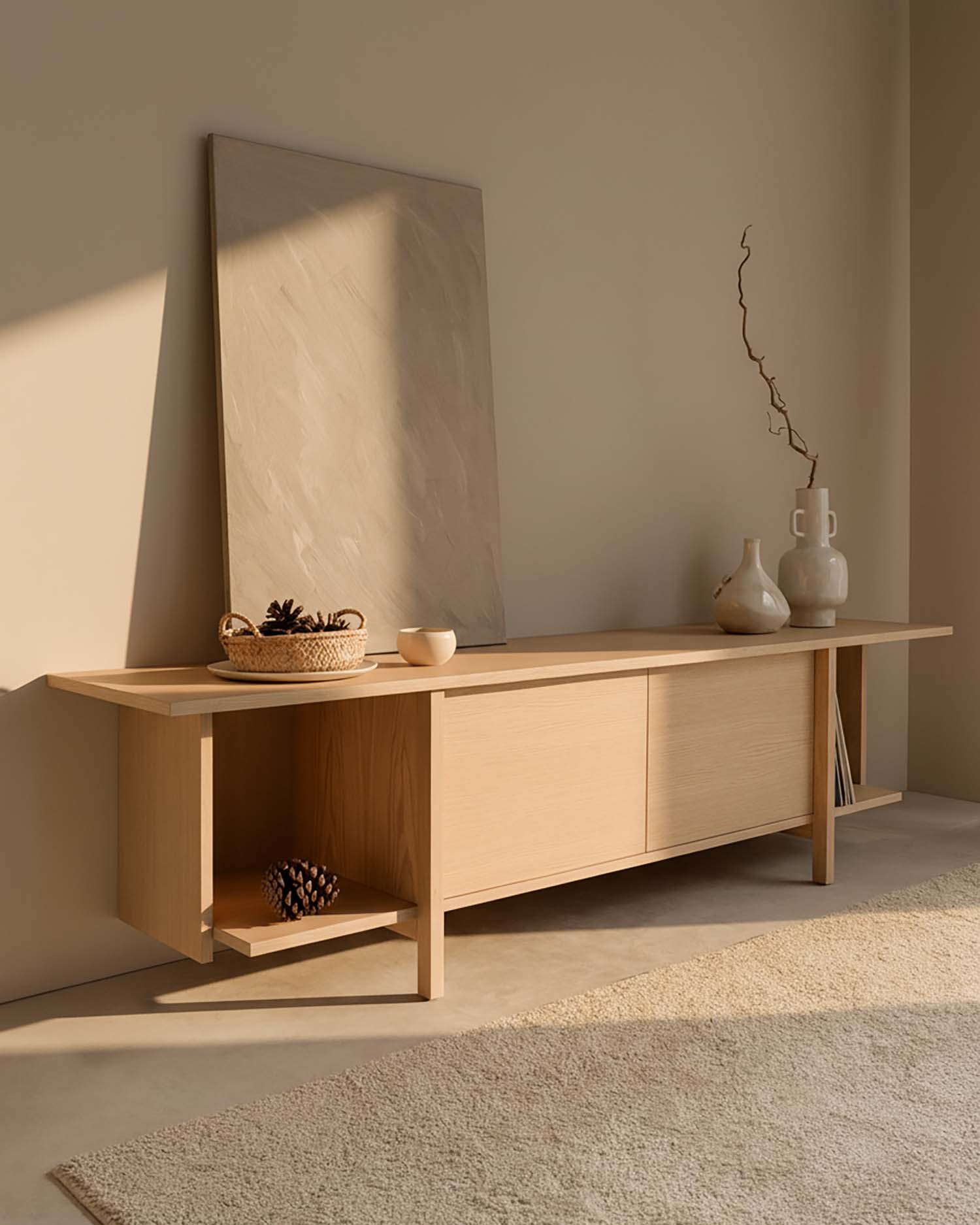 Mueble de TV Kai roble nude 190 x 43,5 cm