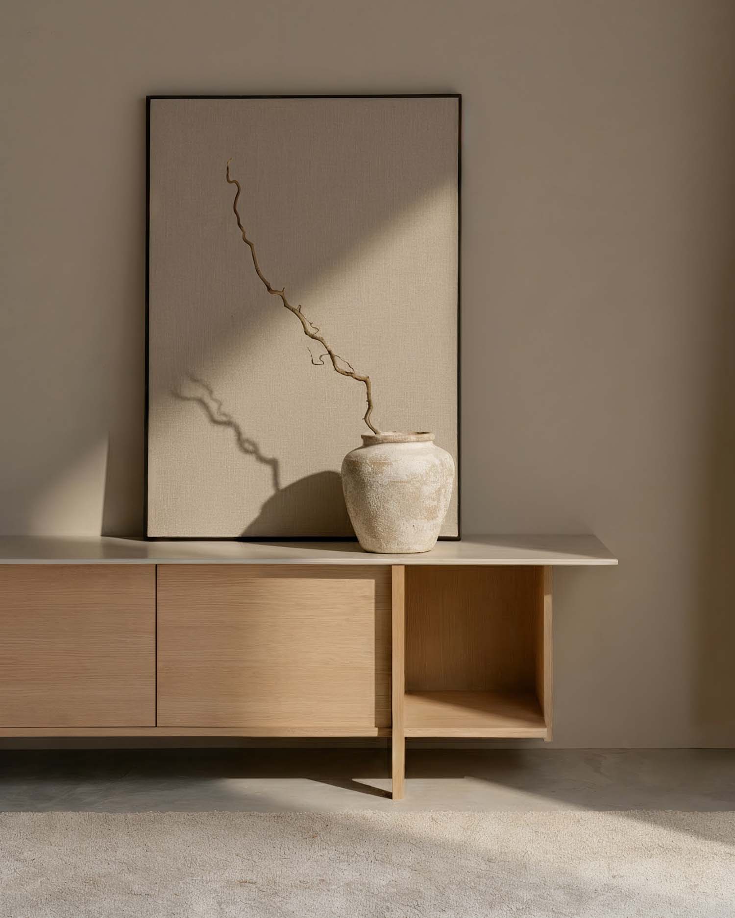 Mueble de TV Kai roble nude duna 190 x 43,5 cm